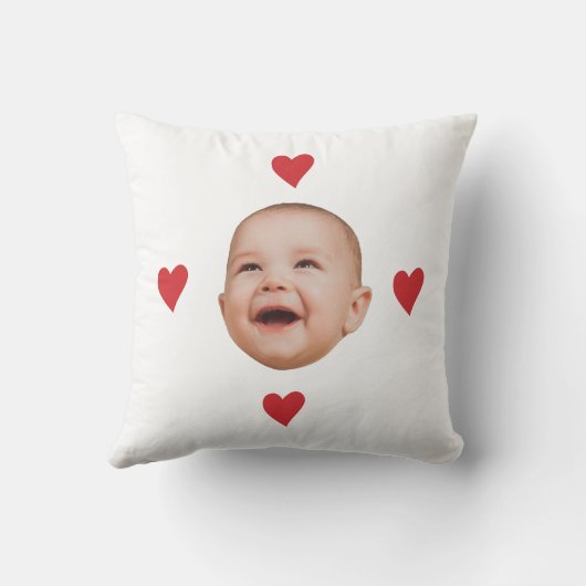 Custom Cute Baby Face One Photo Kussen (Achterkant)