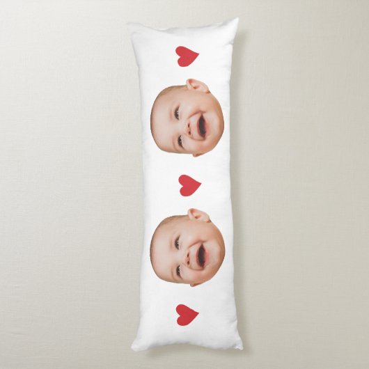 Custom Cute Baby Face One Photo Lichaamskussen (Achterkant (Verticaal))
