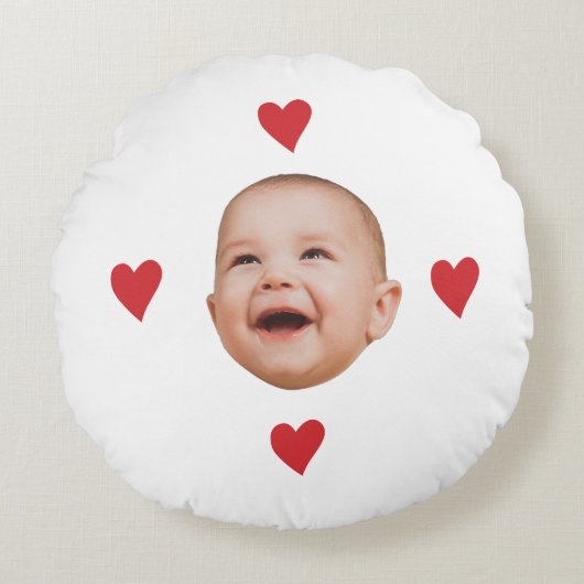 Custom Cute Baby Face One Photo Rond Kussen (Voorkant)
