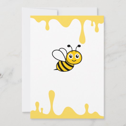 Custom Cute Bee Honey Drips 2nd Birthday Invite Kaart (Achterkant)
