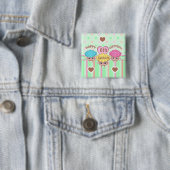 Custom Cute Birthday Girl Kawaii Cupcakes Button (In situ)