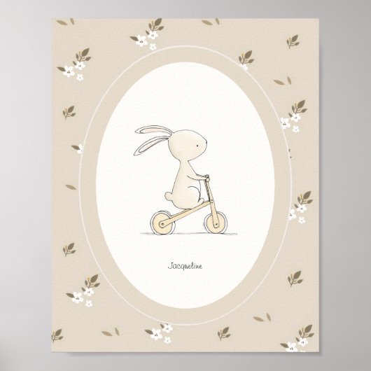 Custom Cute Bunny Nursery Decor - Baby Name Poster (Voorkant)