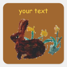 Custom Cute Bunny Rabbit Daffodil Vierkante Sticker