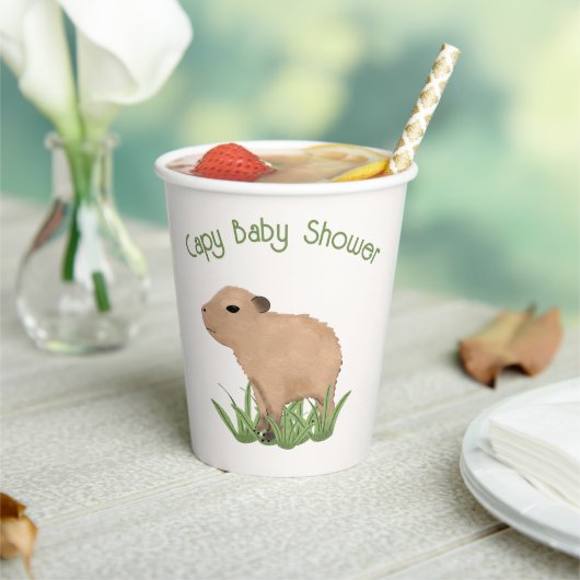 Custom Cute Capybara Pun Capy Baby shower Papieren Bekers (Insitu)