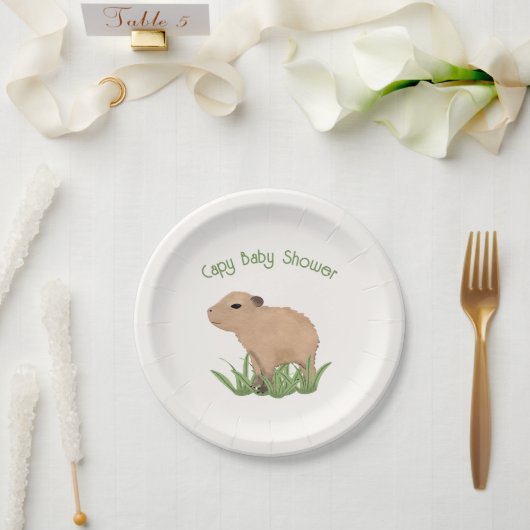 Custom Cute Capybara Pun Capy Baby shower Papieren Bordje (Huwelijk)