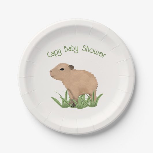 Custom Cute Capybara Pun Capy Baby shower Papieren Bordje (Voorkant)