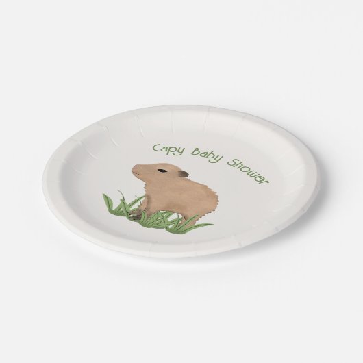 Custom Cute Capybara Pun Capy Baby shower Papieren Bordje (Gekanteld)