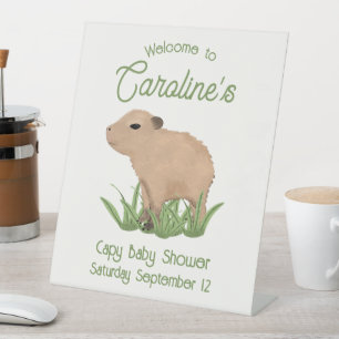 Custom Cute Capybara Pun Capy Baby shower Reclamebord Met Voetstuk
