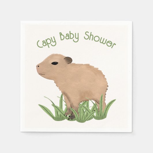 Custom Cute Capybara Pun Capy Baby shower Servet (Voorkant)