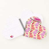 Custom Cute Cat Cherry Floral Pattern Notitieboek (Binnen)