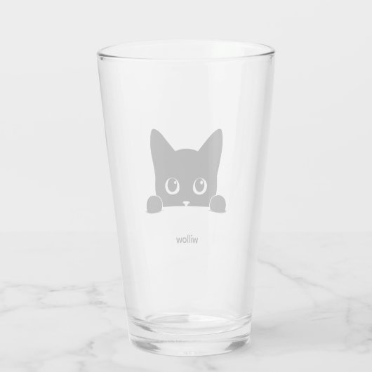 Custom Cute Cat Pet Name Glas (Achterkant)