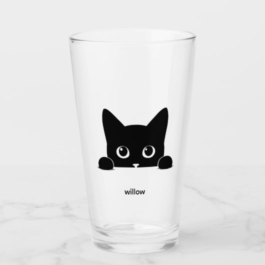 Custom Cute Cat Pet Name Glas (Voorkant)