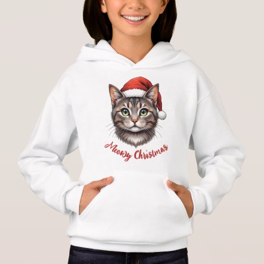 Custom Cute Christmas Cat with Santa Hat (Voorkant)