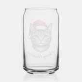 Custom Cute Christmas Cat with Santa Hat Blikvorm Glas (Achterkant)