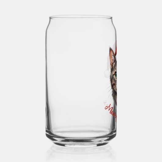 Custom Cute Christmas Cat with Santa Hat Blikvorm Glas (Rechts)