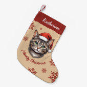 Custom Cute Christmas Cat with Santa Hat Kleine Kerstsok (Voorkant (Hangend))