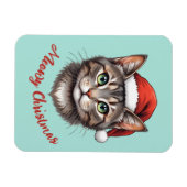 Custom Cute Christmas Cat with Santa Hat Magneet (Horizontaal)