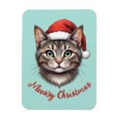 Custom Cute Christmas Cat with Santa Hat Magneet (Verticaal)