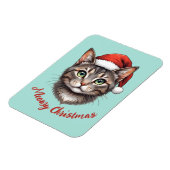 Custom Cute Christmas Cat with Santa Hat Magneet (Linkerzijde)
