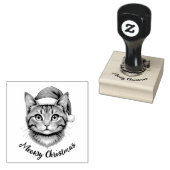 Custom Cute Christmas Cat with Santa Hat Rubberstempel (Gestempeld)
