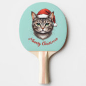 Custom Cute Christmas Cat with Santa Hat Tafeltennisbatje (Voorkant)