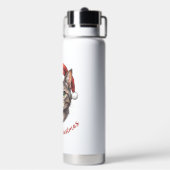 Custom Cute Christmas Cat with Santa Hat Waterfles (Achterkant)