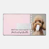 Custom Cute Dog Name Photo Funny Quote Pastel Pink Bureaumat (Keyboard & Muis)