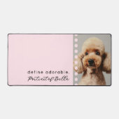 Custom Cute Dog Name Photo Funny Quote Pastel Pink Bureaumat (Voorkant)