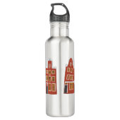 CUSTOM Cute Dutch Houses Amsterdam Holland Waterfles (Achterkant)