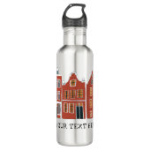 CUSTOM Cute Dutch Houses Amsterdam Holland Waterfles (Voorkant)