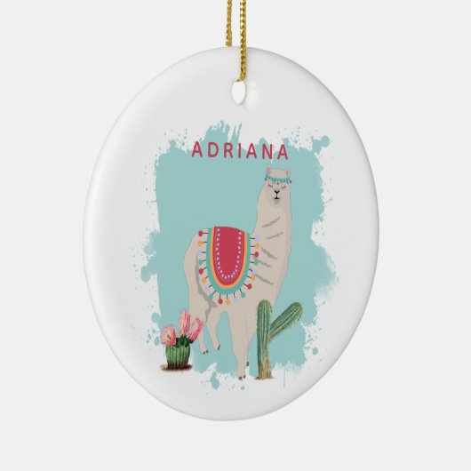 Custom Cute Fiesta Llama & Cactus Keramisch Ornament (Rechts)