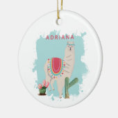 Custom Cute Fiesta Llama & Cactus Keramisch Ornament (Links)