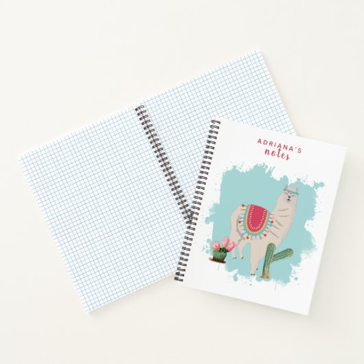 Custom Cute Fiesta Llama & Cactus Notitieboek (Binnen)