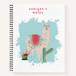 Custom Cute Fiesta Llama & Cactus Notitieboek
