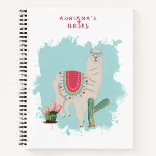 Custom Cute Fiesta Llama & Cactus Notitieboek