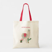 Custom Cute Fiesta Llama & Cactus Tote Bag (Achterkant)