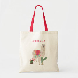Custom Cute Fiesta Llama & Cactus Tote Bag