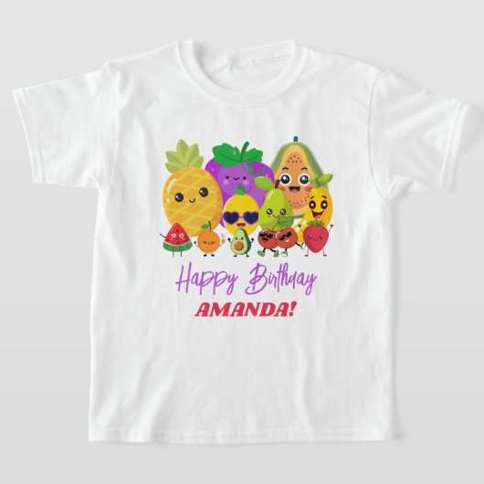 Custom Cute Fruit Happy Birthday Kids T-Shirt (Laagn)