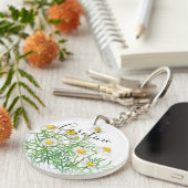 Custom Cute Fun Chamomile Flowers Sleutelhanger (Voorkant Rechts)