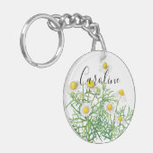 Custom Cute Fun Chamomile Flowers Sleutelhanger (Voorkant Links)