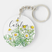 Custom Cute Fun Chamomile Flowers Sleutelhanger (Achterkant)