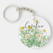 Custom Cute Fun Chamomile Flowers Sleutelhanger (Voorkant)
