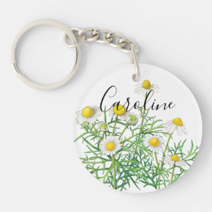 Custom Cute Fun  Chamomile Flowers Sleutelhanger