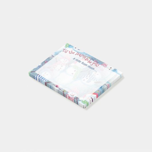 Custom Cute Fun Funny Holiday Snowmen Patroon Post-it® Notes (Schuin)