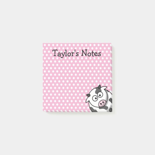 Custom Cute Funny Cartoon Koe Post-it® Notes (Voorkant)