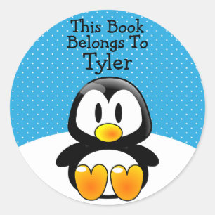 Custom Cute Funny Cartoon Penguin Polka Dot Ronde Sticker