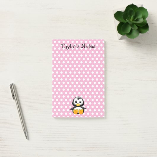 Custom Cute Funny Cartoon Penguin Post-it® Notes (Kantoor)