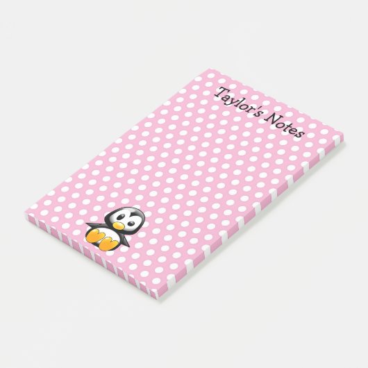 Custom Cute Funny Cartoon Penguin Post-it® Notes (Schuin)