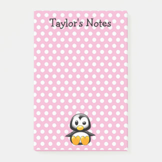 Custom Cute Funny Cartoon Penguin Post-it® Notes