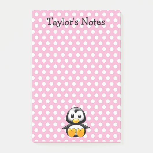 Custom Cute Funny Cartoon Penguin Post-it® Notes (Voorkant)